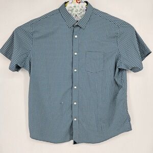 UNTUCKit Shirt Mens XXL Blue Gingham Button Up Short Sleeve Casual Preppy